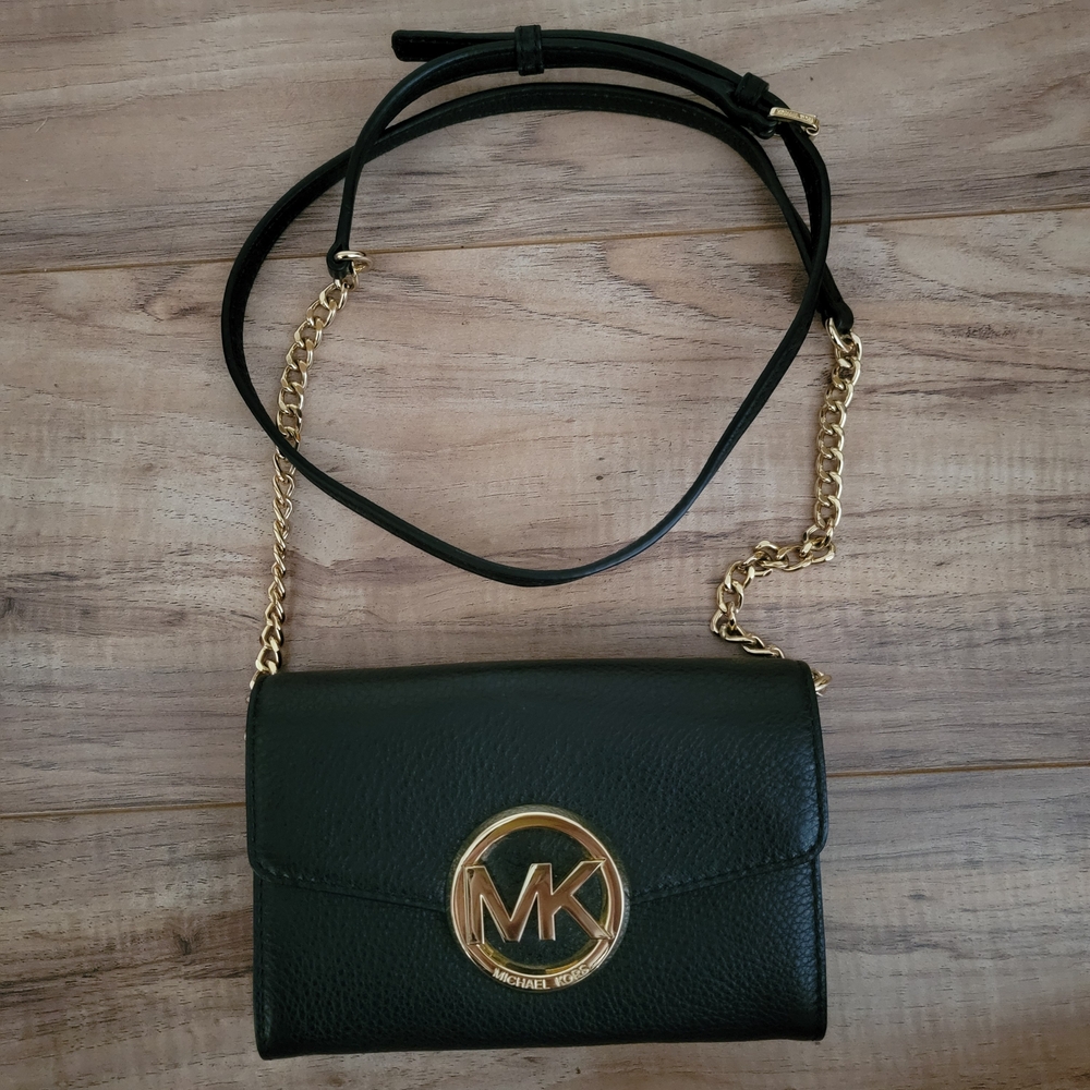 Michael Kors Black Crossbody Bag with Gold Chain